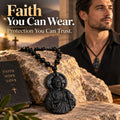 Divine Grace Jesus Black Beaded Necklace – Christian Faith Pendant