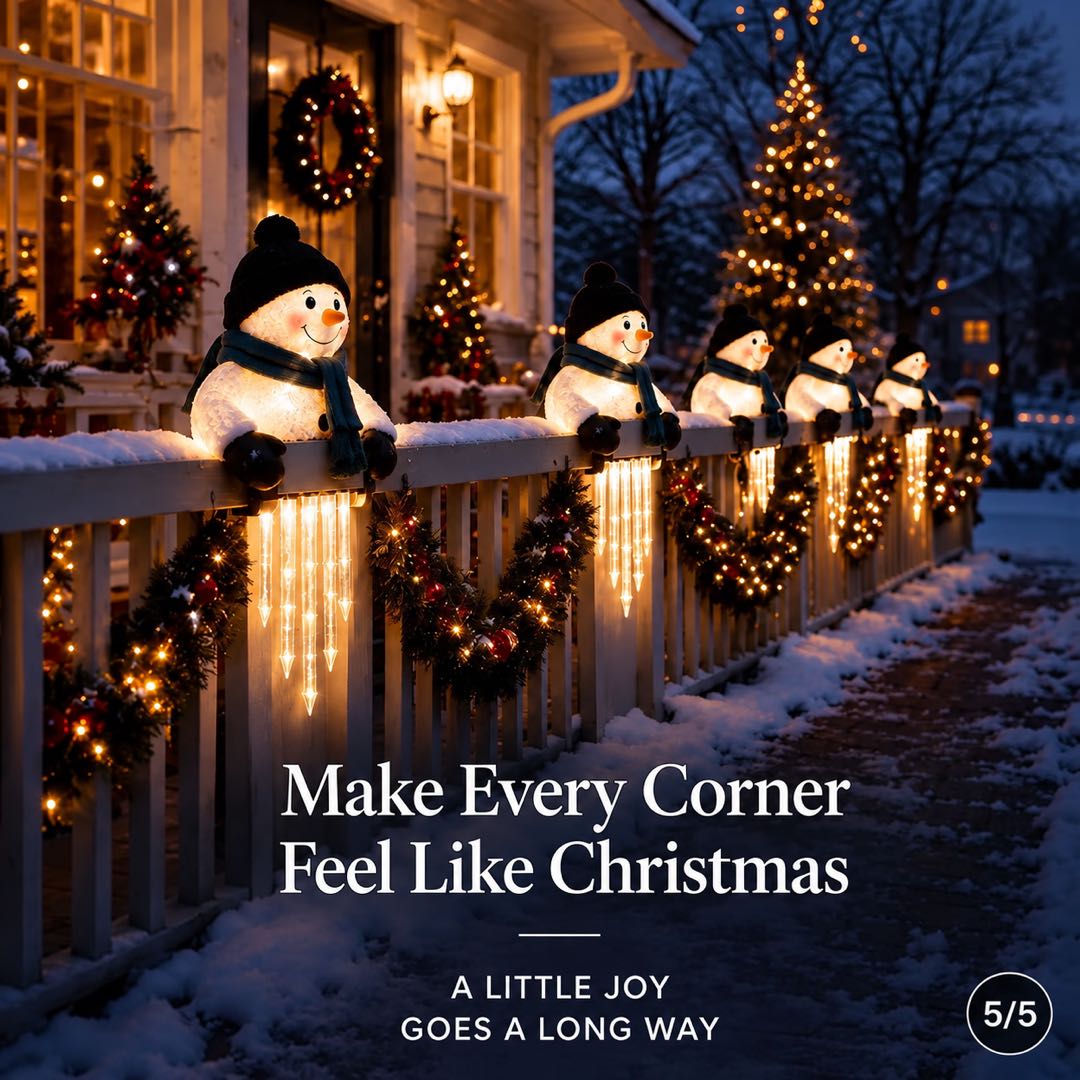 LED Snowman Icicle Christmas Railing Light