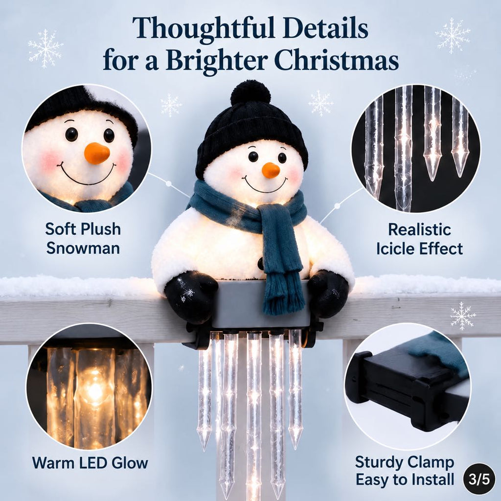 LED Snowman Icicle Christmas Railing Light