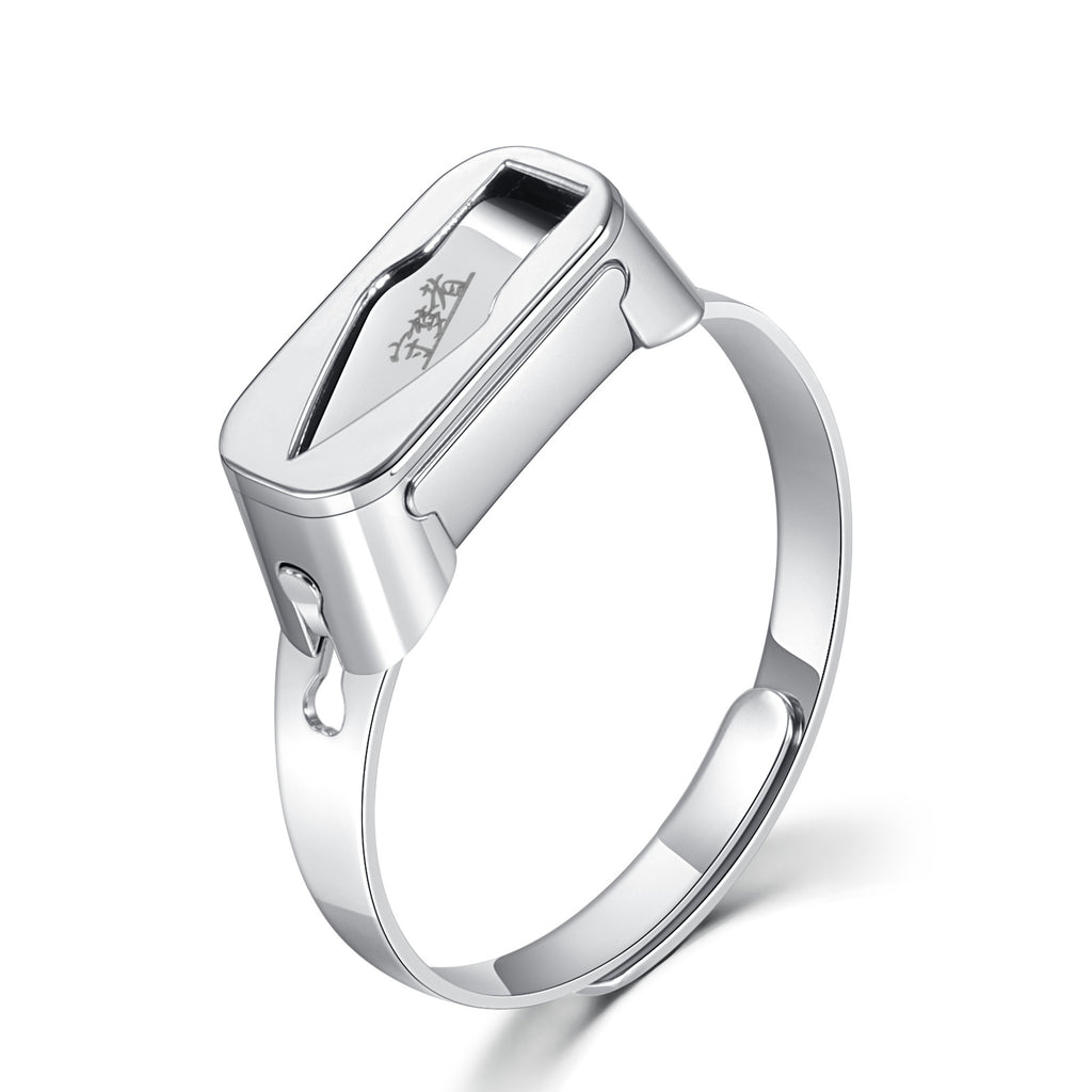 Adjustable Stainless Steel Utility Ring with Fold Out Detail, Polished Silver Finish, Comfortable Open Band, and Minimalist Everyday Accessory Style