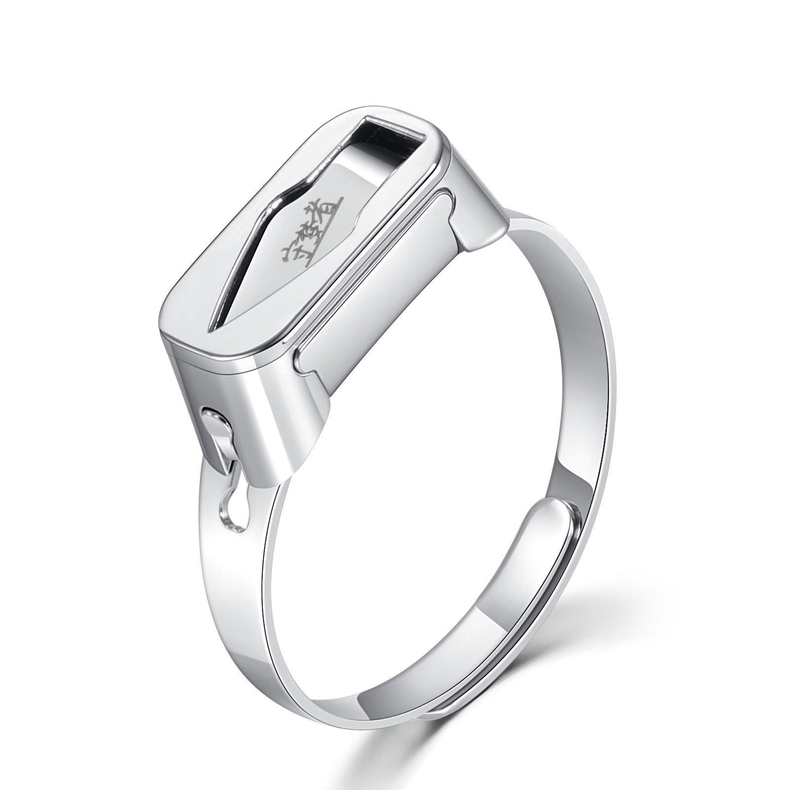 Adjustable Stainless Steel Utility Ring with Fold Out Detail, Polished Silver Finish, Comfortable Open Band, and Minimalist Everyday Accessory Style