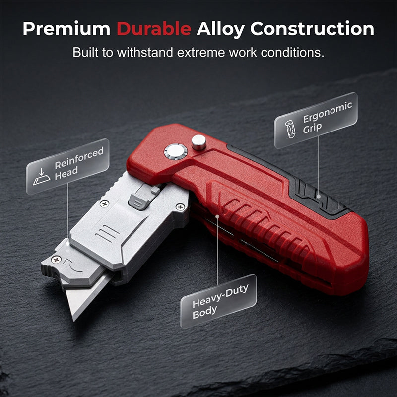 ✅ Multi-Functional Heavy Duty Scraper（sharp blade【likely reversible/replaceable】· heavy-duty ergo non-slip handle · multi-use: paint/caulk/adhesive/stickers/wallpaper/baked trays · extra blades or dual-head【PDP confirm】· pegboard hang-hole）