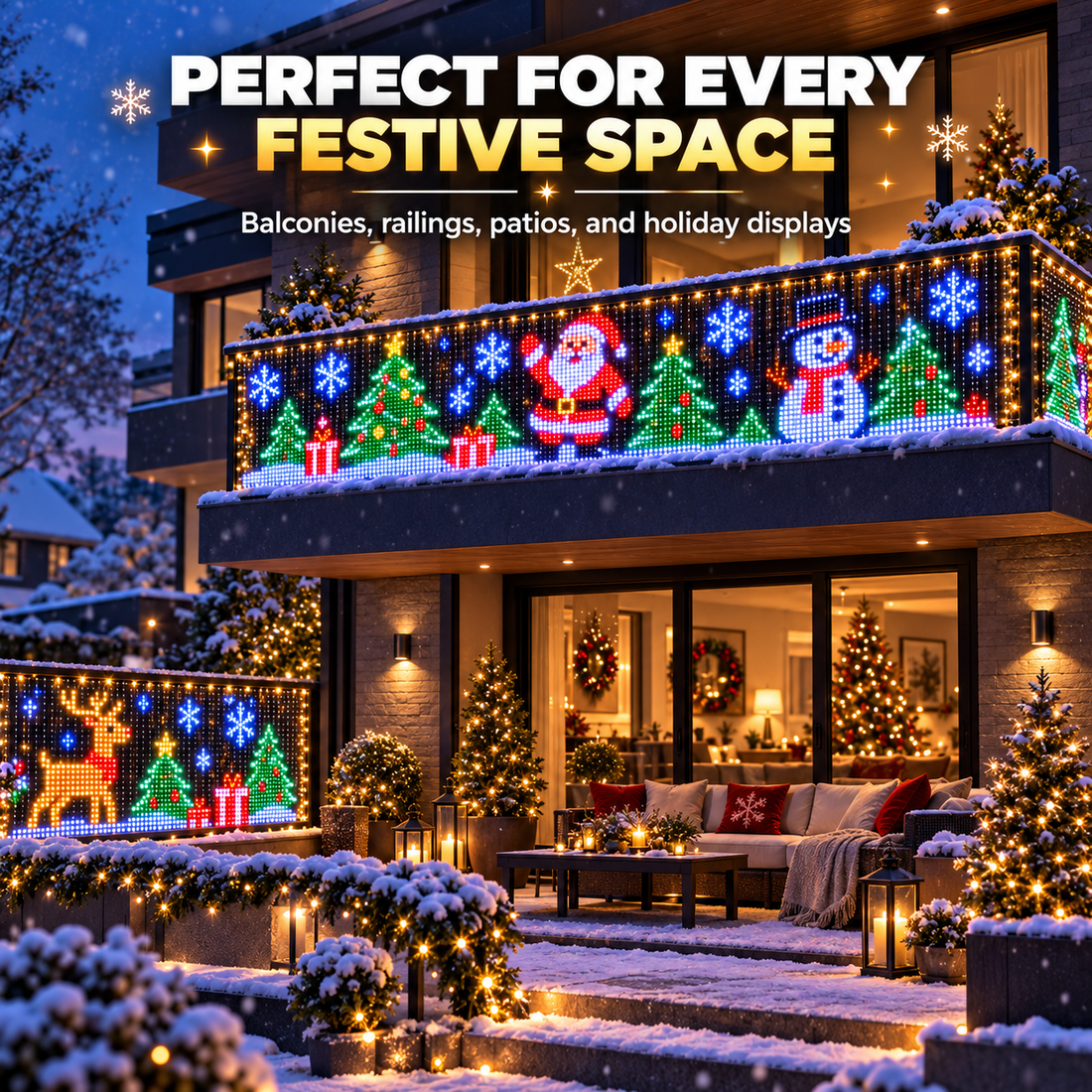 🎅Smart Animated Christmas Pixel Curtain Lights – Festive Holiday Display with Dynamic Scenes & Phone Control