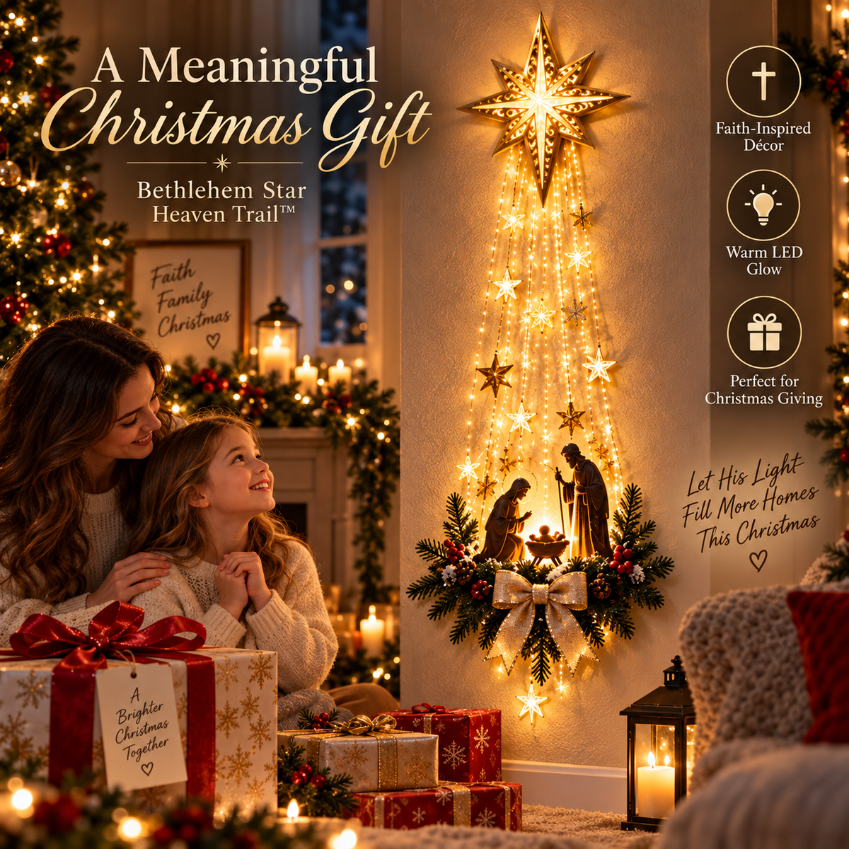 Bethlehem Star of Fait | Lighted Nativity Wall Décor