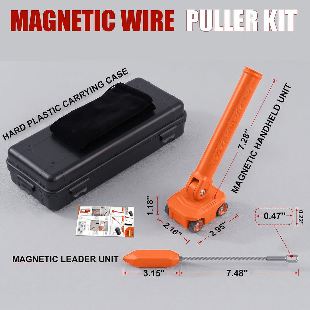 🧲Magnetic Wire Puller Kit with Stud-Finding Assist – Dual-Purpose Cable Fishing & Routing Tool