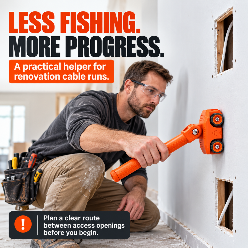 🧲Magnetic Wire Puller Kit with Stud-Finding Assist – Dual-Purpose Cable Fishing & Routing Tool