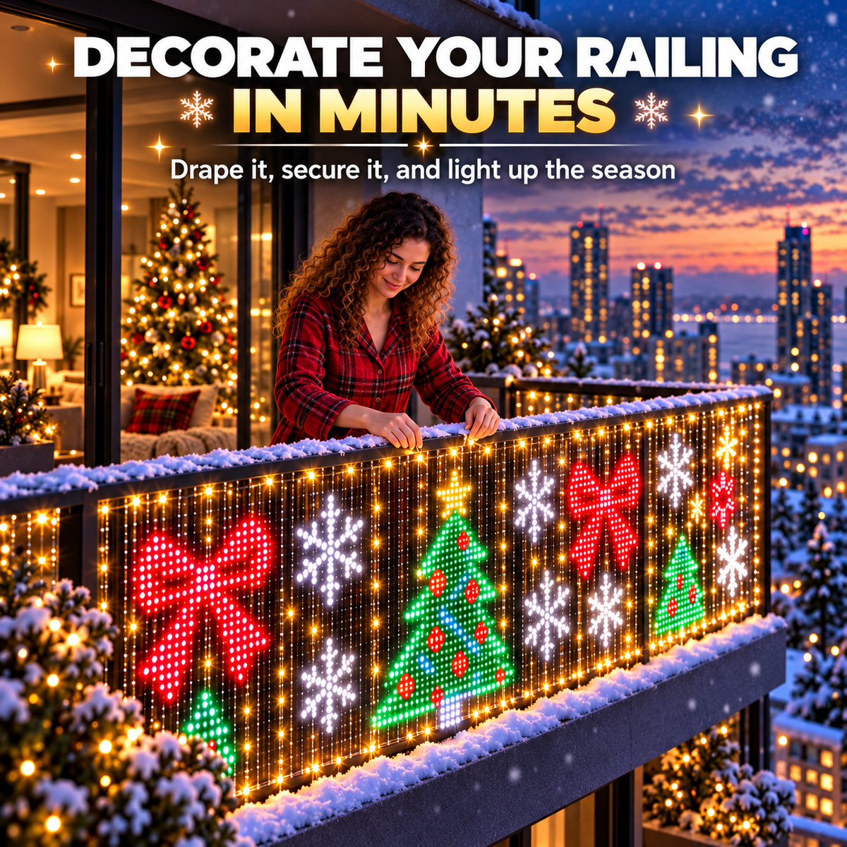 🎅Smart Animated Christmas Pixel Curtain Lights – Festive Holiday Display with Dynamic Scenes & Phone Control