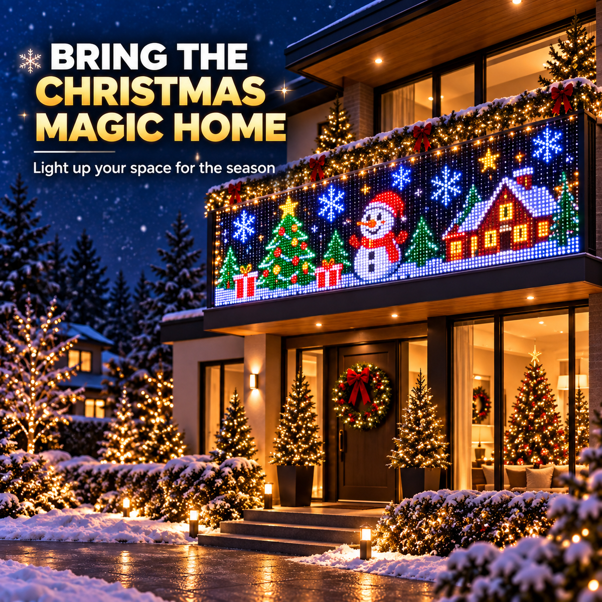 🎅Smart Animated Christmas Pixel Curtain Lights – Festive Holiday Display with Dynamic Scenes & Phone Control