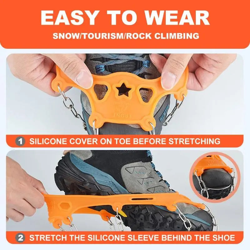 🧊8-Spike Ice Cleats for Shoes & Boots – Stretch-Fit Snow & Ice Traction Grips