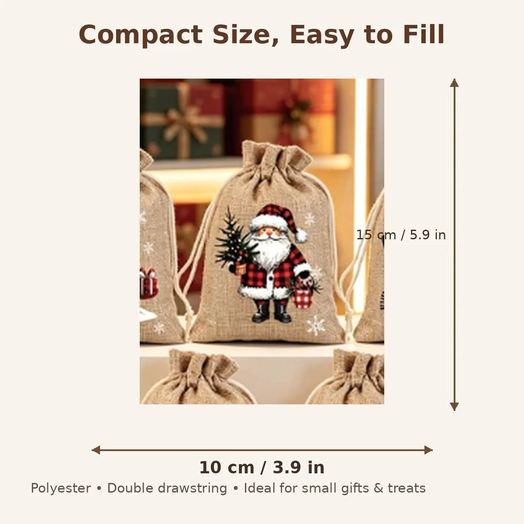 🎅 Christmas in One Pull – Festive Drawstring Gift Bags for Treats & Tiny Surprises🎄