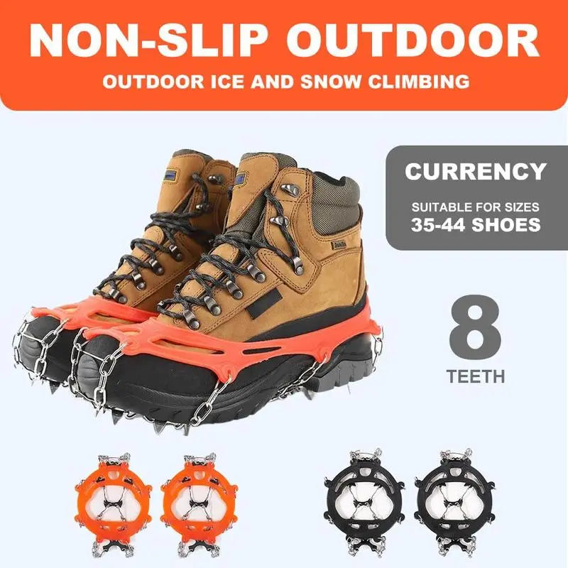 🧊8-Spike Ice Cleats for Shoes & Boots – Stretch-Fit Snow & Ice Traction Grips