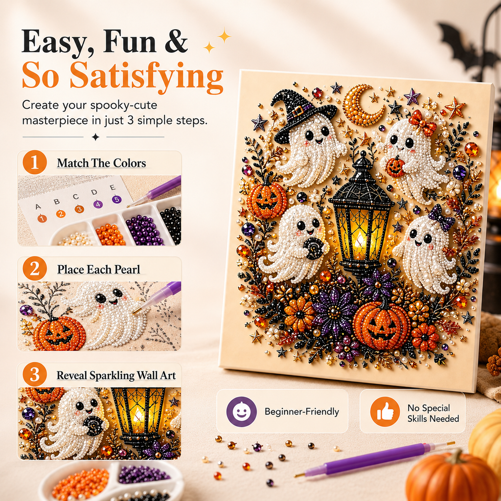 🎃 Create Your Own Spooky Halloween Wall Art DIY Pearl Craft Kit For A Cozy Halloween Night