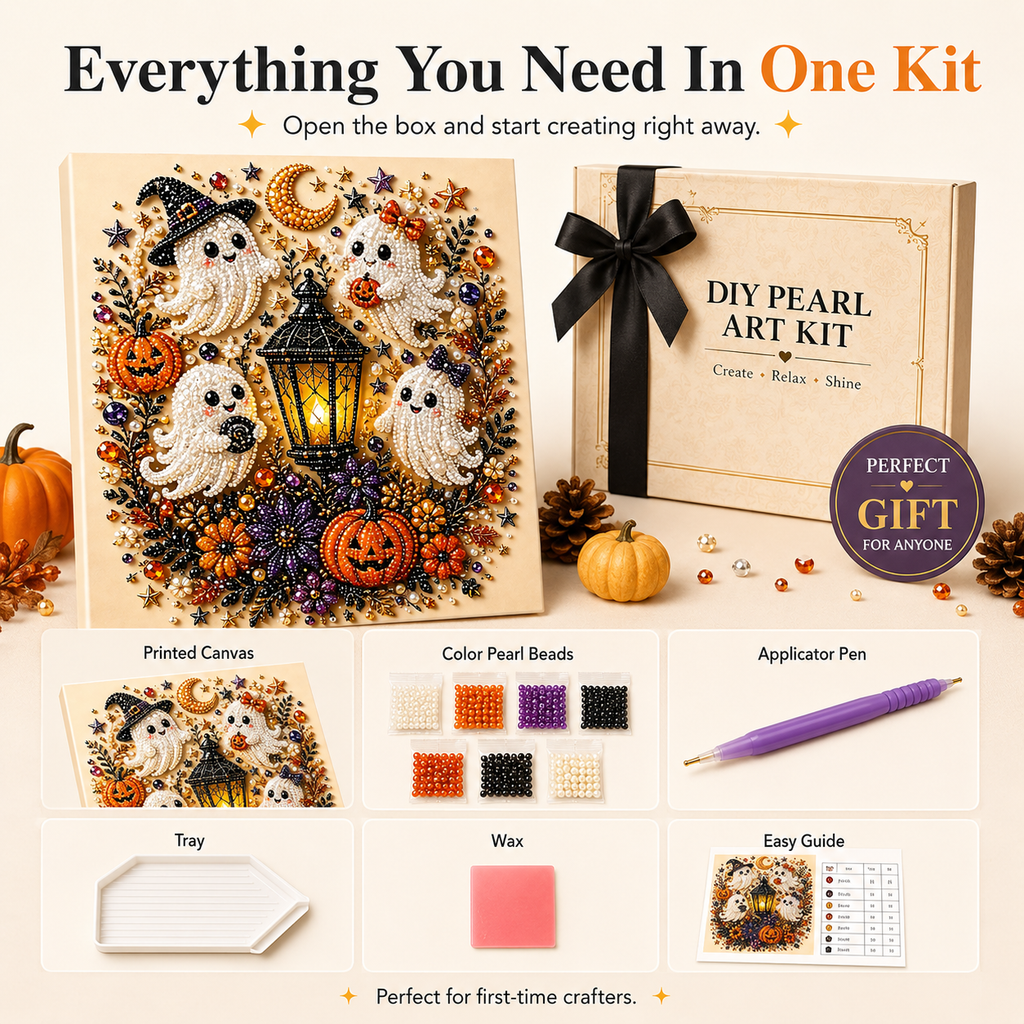 🎃 Create Your Own Spooky Halloween Wall Art DIY Pearl Craft Kit For A Cozy Halloween Night