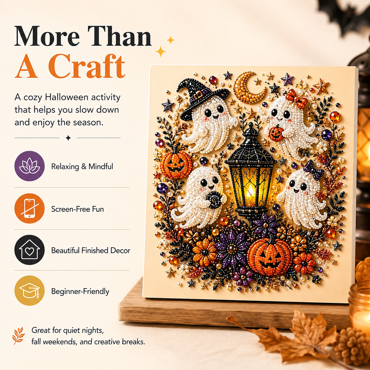 🎃 Create Your Own Spooky Halloween Wall Art DIY Pearl Craft Kit For A Cozy Halloween Night