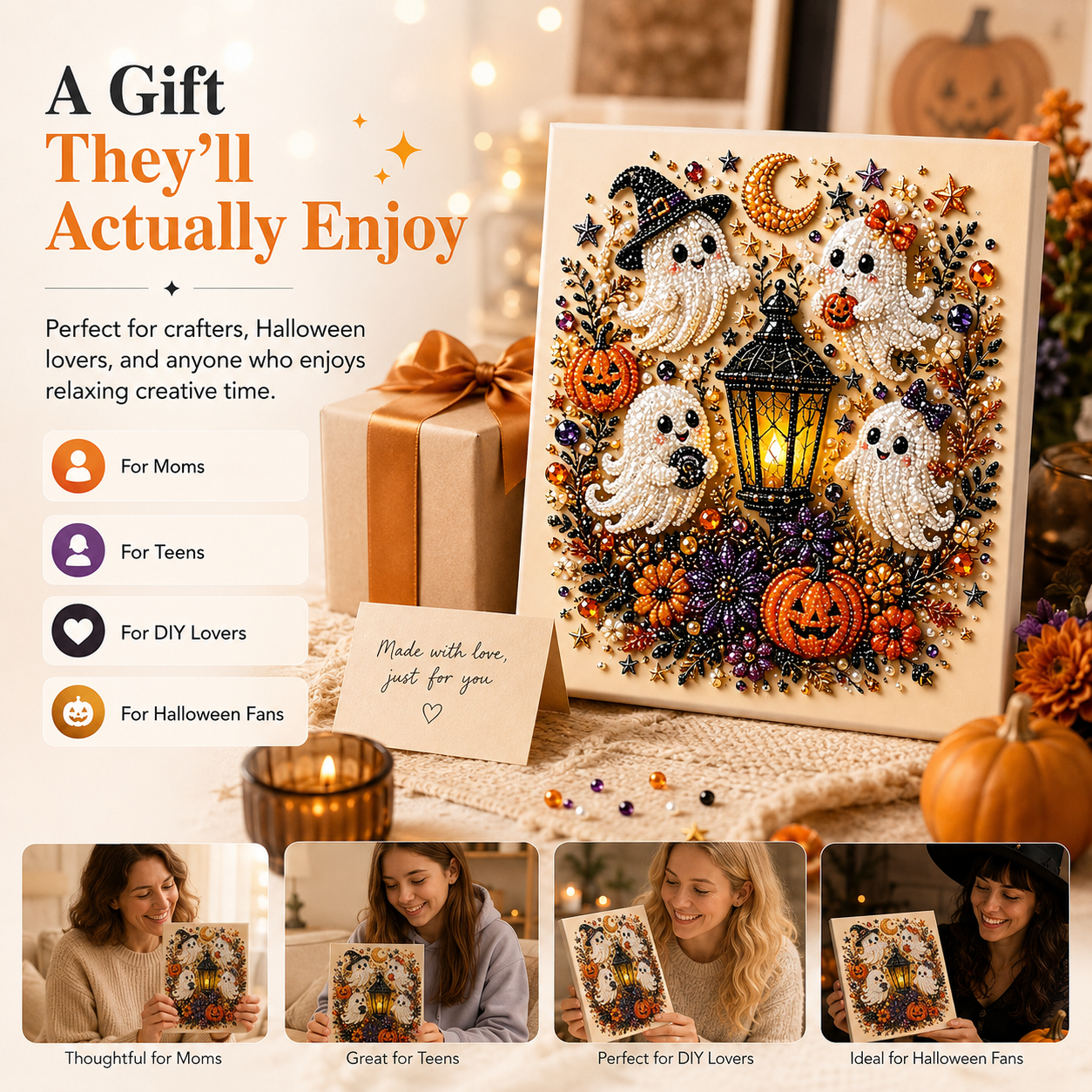 🎃 Create Your Own Spooky Halloween Wall Art DIY Pearl Craft Kit For A Cozy Halloween Night