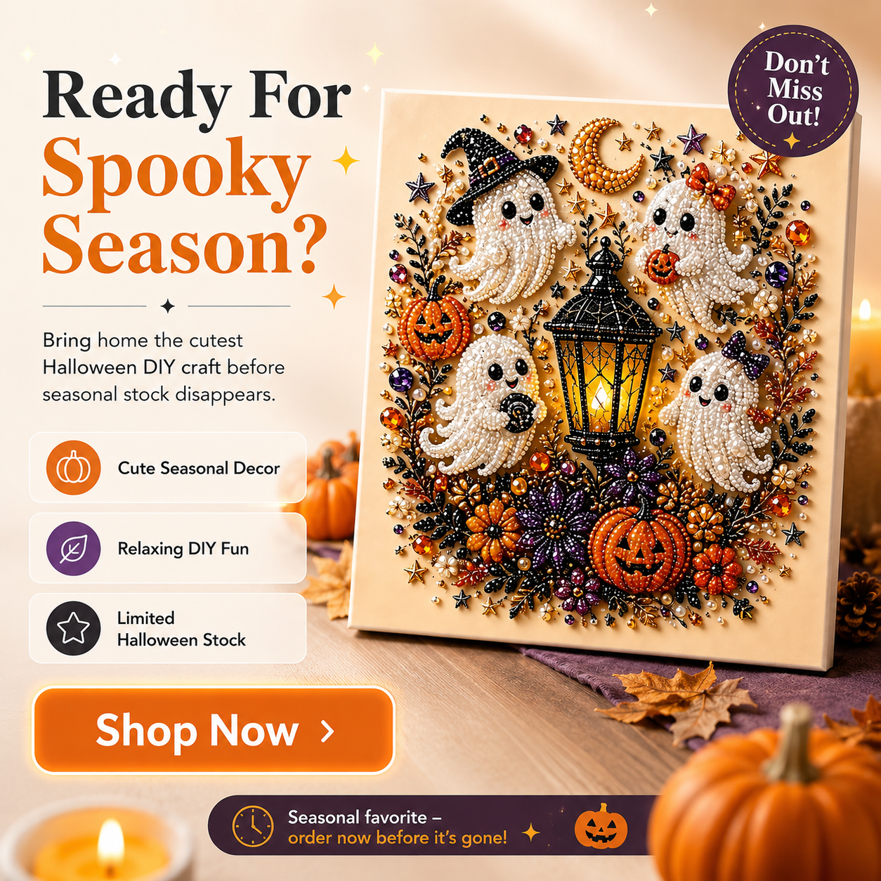🎃 Create Your Own Spooky Halloween Wall Art DIY Pearl Craft Kit For A Cozy Halloween Night