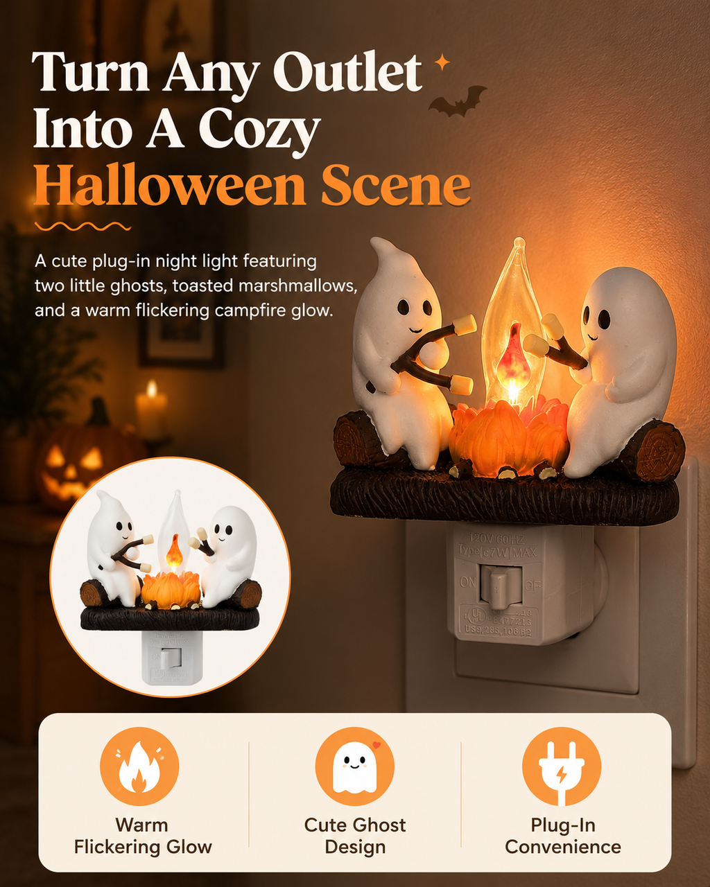 Ghost Campfire Night Light™ The Cutest Halloween Glow For Your Home
