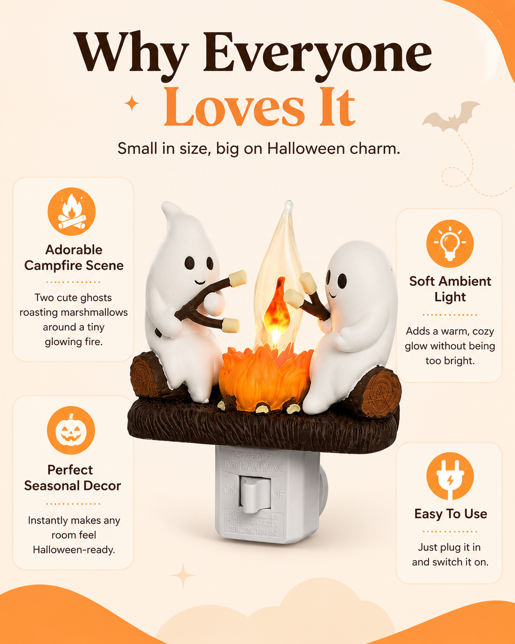 Ghost Campfire Night Light™ The Cutest Halloween Glow For Your Home