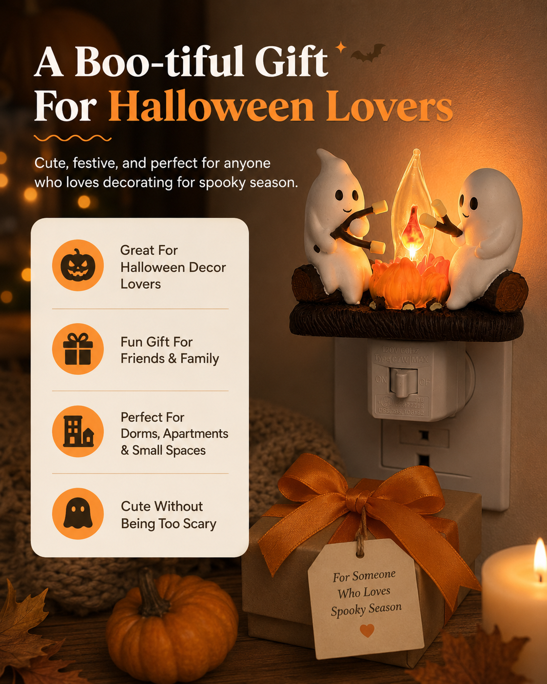 Ghost Campfire Night Light™ The Cutest Halloween Glow For Your Home