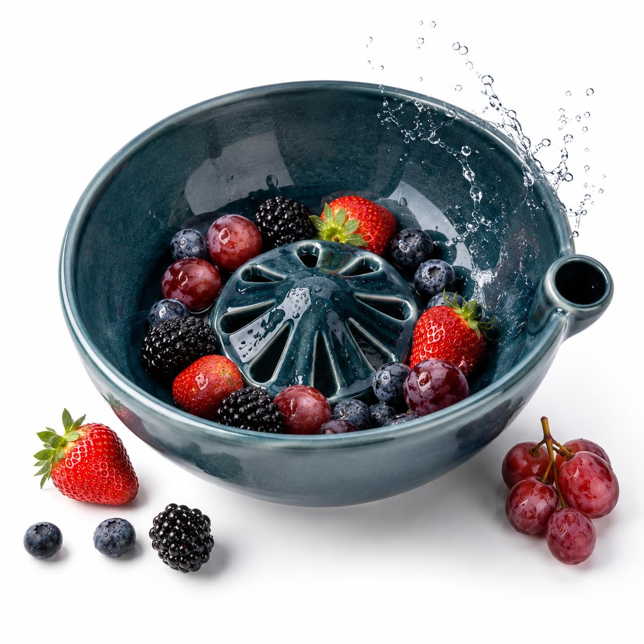 Berry Swirl Bowl™ — Handmade Ceramic Berry Washer & Serving Bowl