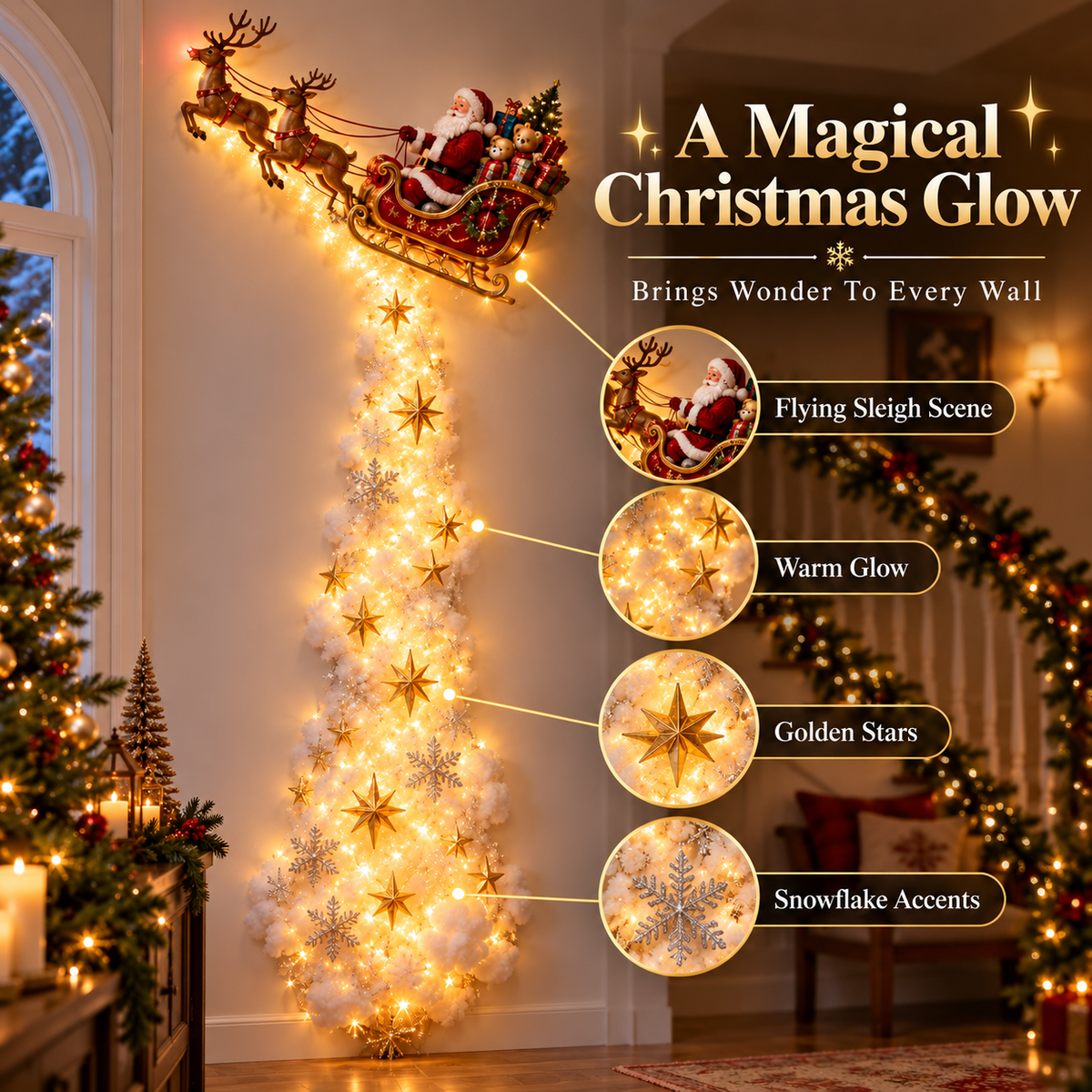 ✨Christmas Magic Trail Wall Light | Glowing Holiday Wall Décor