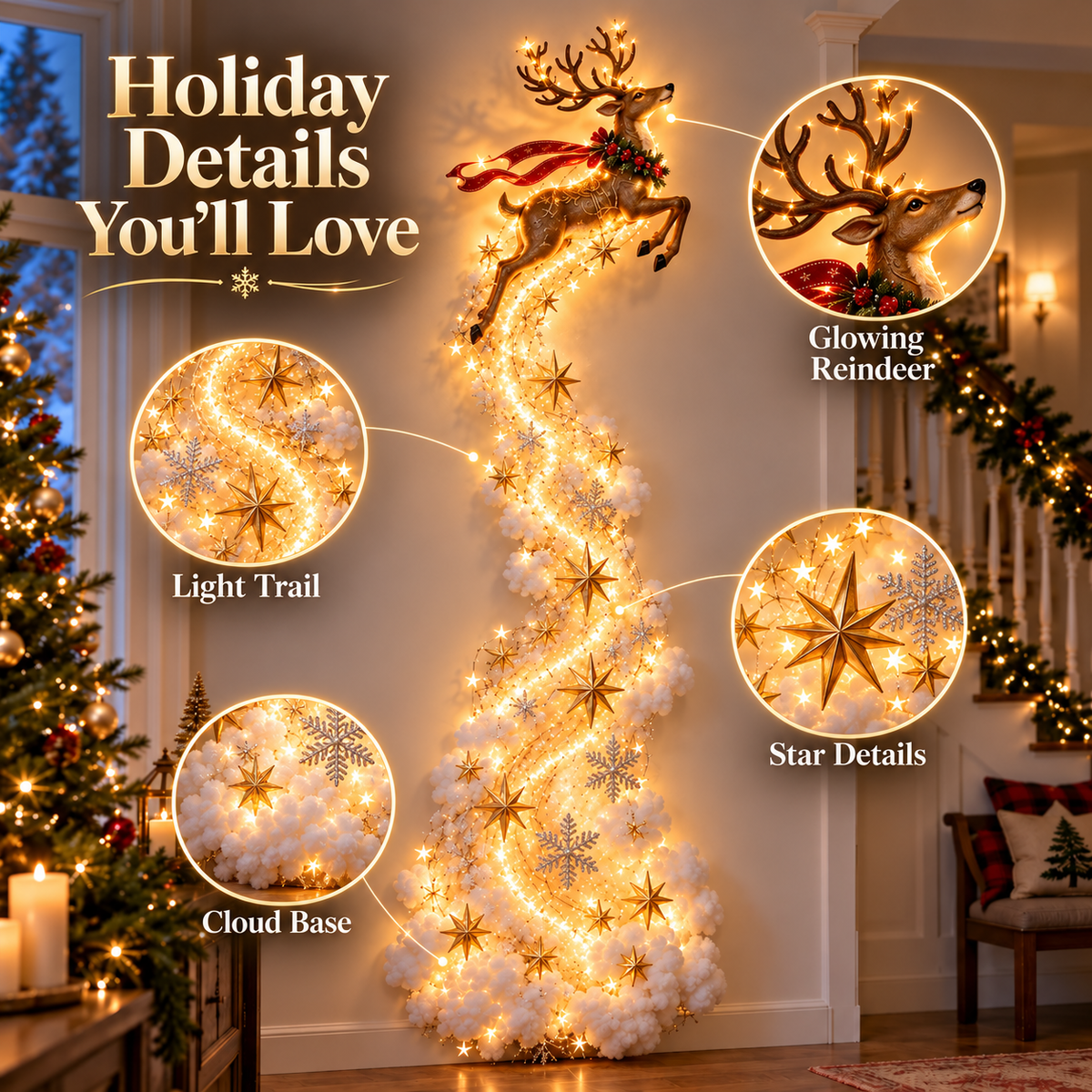 ✨Christmas Magic Trail Wall Light | Glowing Holiday Wall Décor